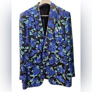 ✨ NWOT Tom Ford Silk Blue and Black Floral Blazer